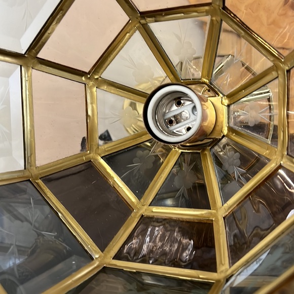 Vintage Hangging Ceiling Light Glass And Metal - Picture 10 of 14